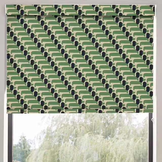 Orla Kiely Dog Show Made to Measure Thermal Insulating Blackout Roller Blind in Green