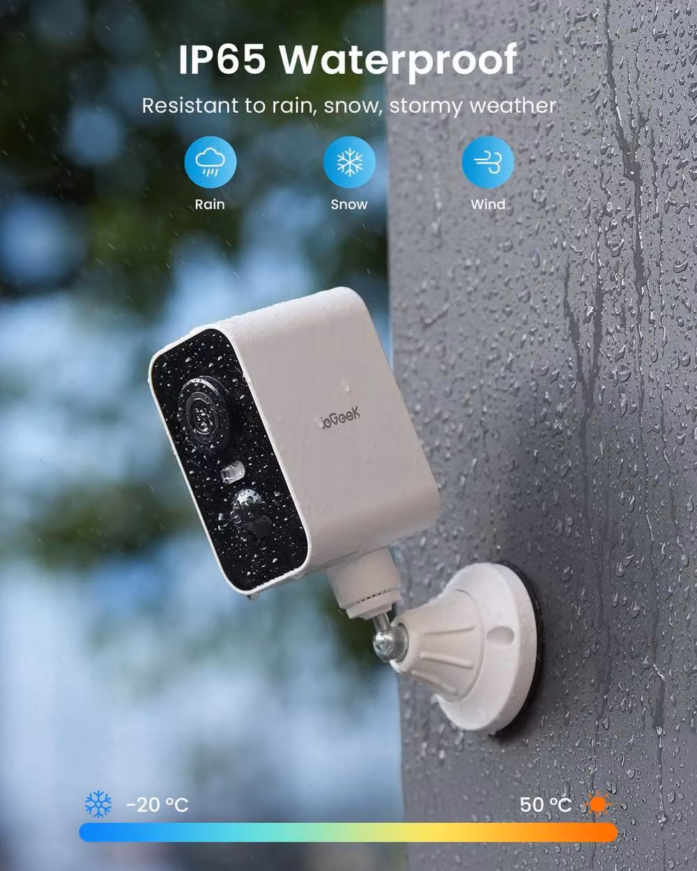 iegeek White 2K Magnetic Wi-Fi Security Camera with 300 Degree Rotation and Motion Siren – 7