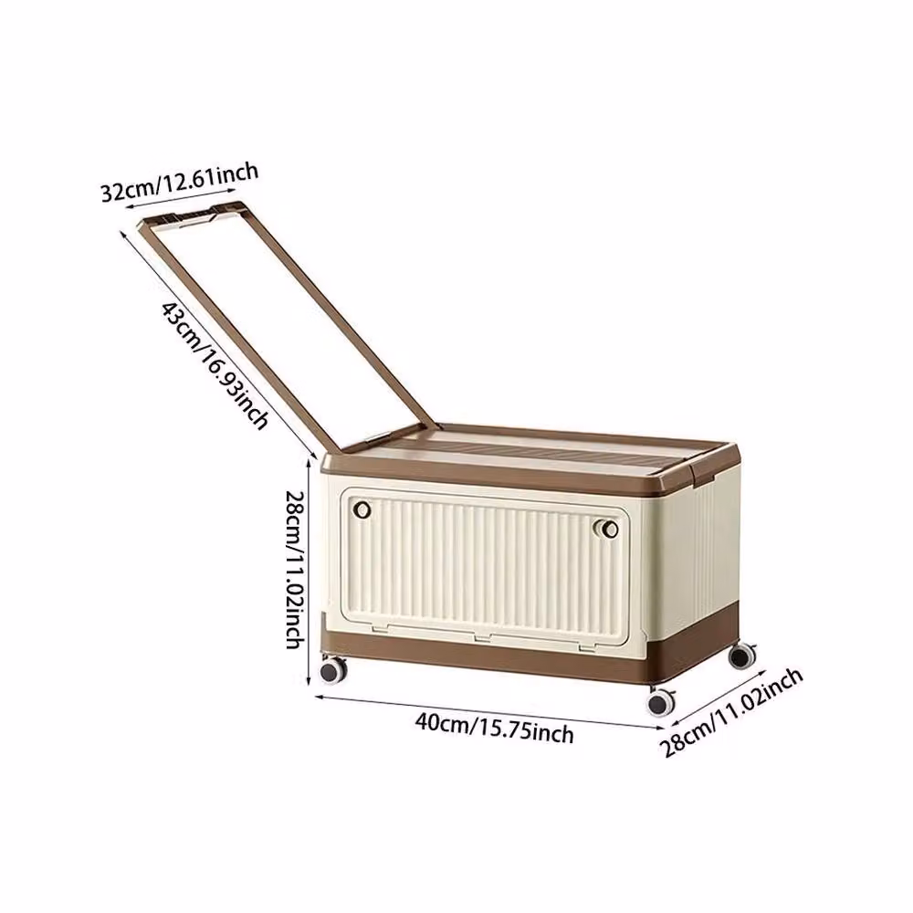 KORVIXA Creamy Large Folding Toy and Clothing Storage Box, Beige, W/D/H: 100 x 100 x 28 cm – 2