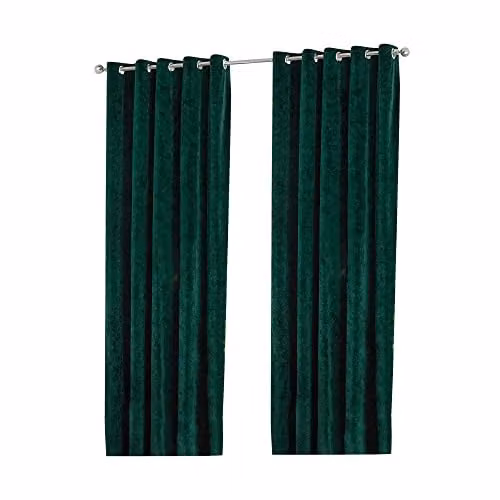 Paoletti Verona Crushed Velvet Eyelet Curtains in Green, Width: 229 cm, Drop: 137 cm – 4