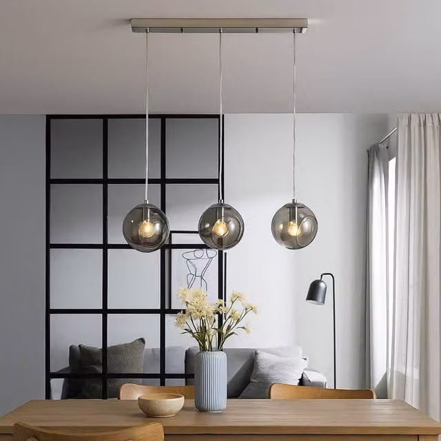 Pagazzi Lighting Nia Chrome Smoke 3-Light Pendant Bar in Silver