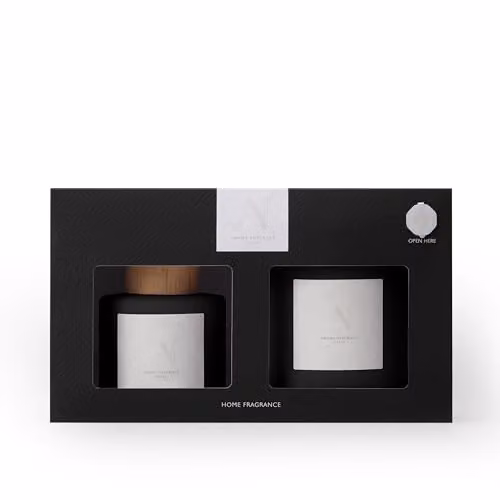 Aroma Naturals Frosted Decadence Candle and Reed Diffuser Gift Set in Coconut, Black and Brown – 2
