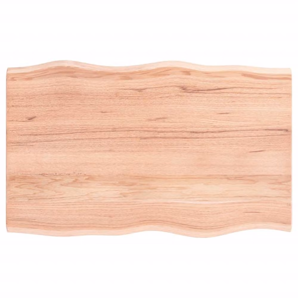 Berkfield Home Light Brown Live Edge Solid Oak Table Top, W: 80 cm, D: 50 cm, H: 2 cm