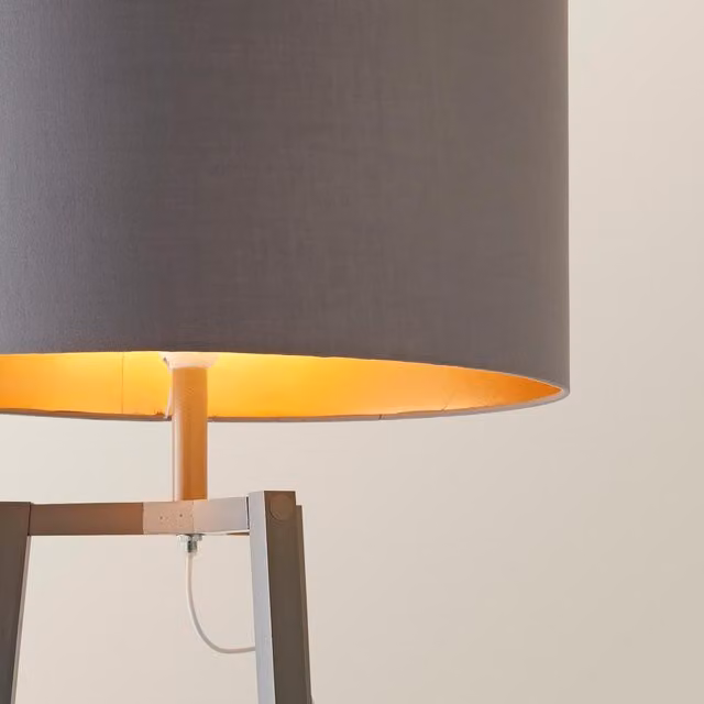 ValueLights Hiru 3 Tier Shelf Floor Lamp in Grey and Copper with Bulb