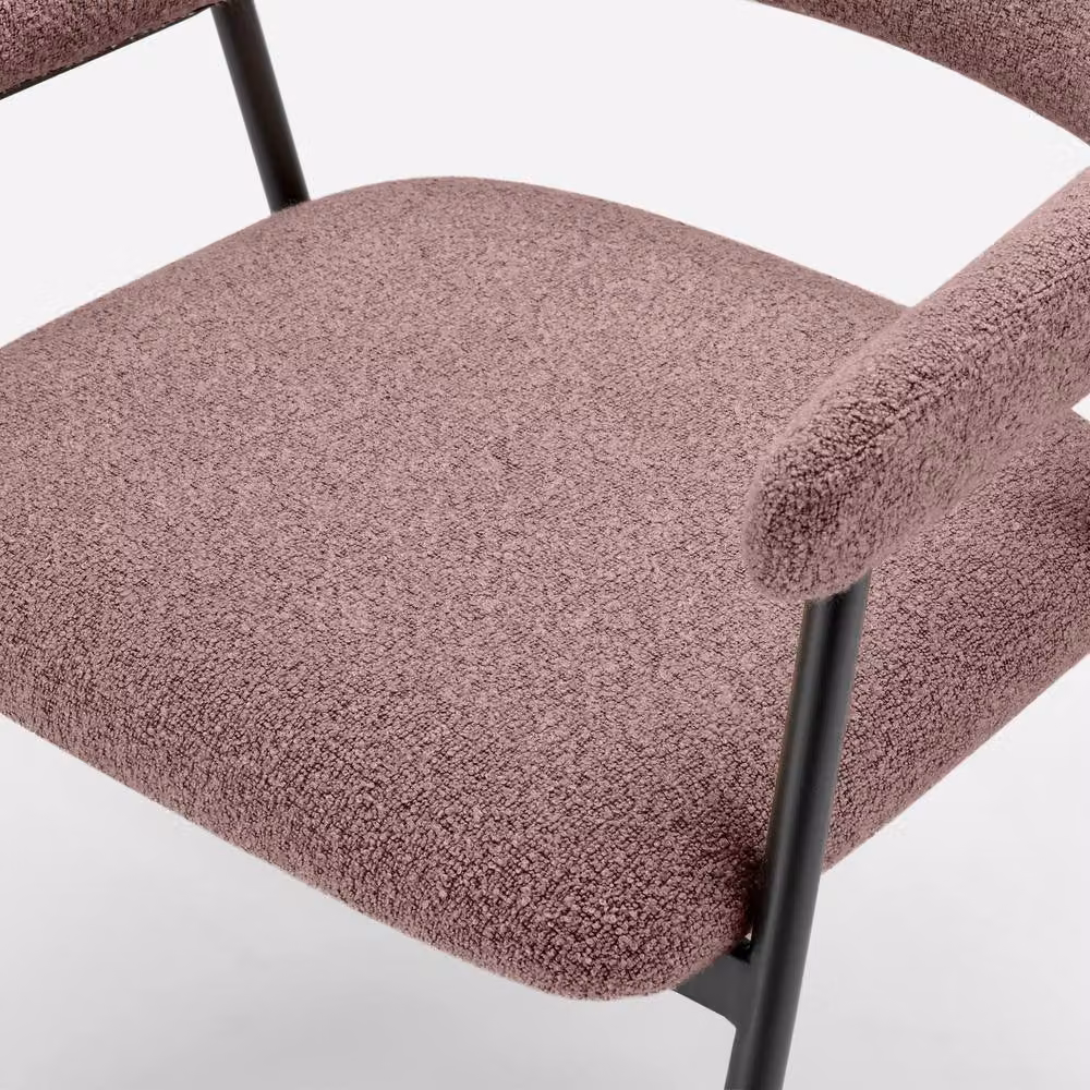 FurnitureboxUK Delos Set of 2 Dining Chairs in Dusky Pink Fabric with Terracotta Accents – 4