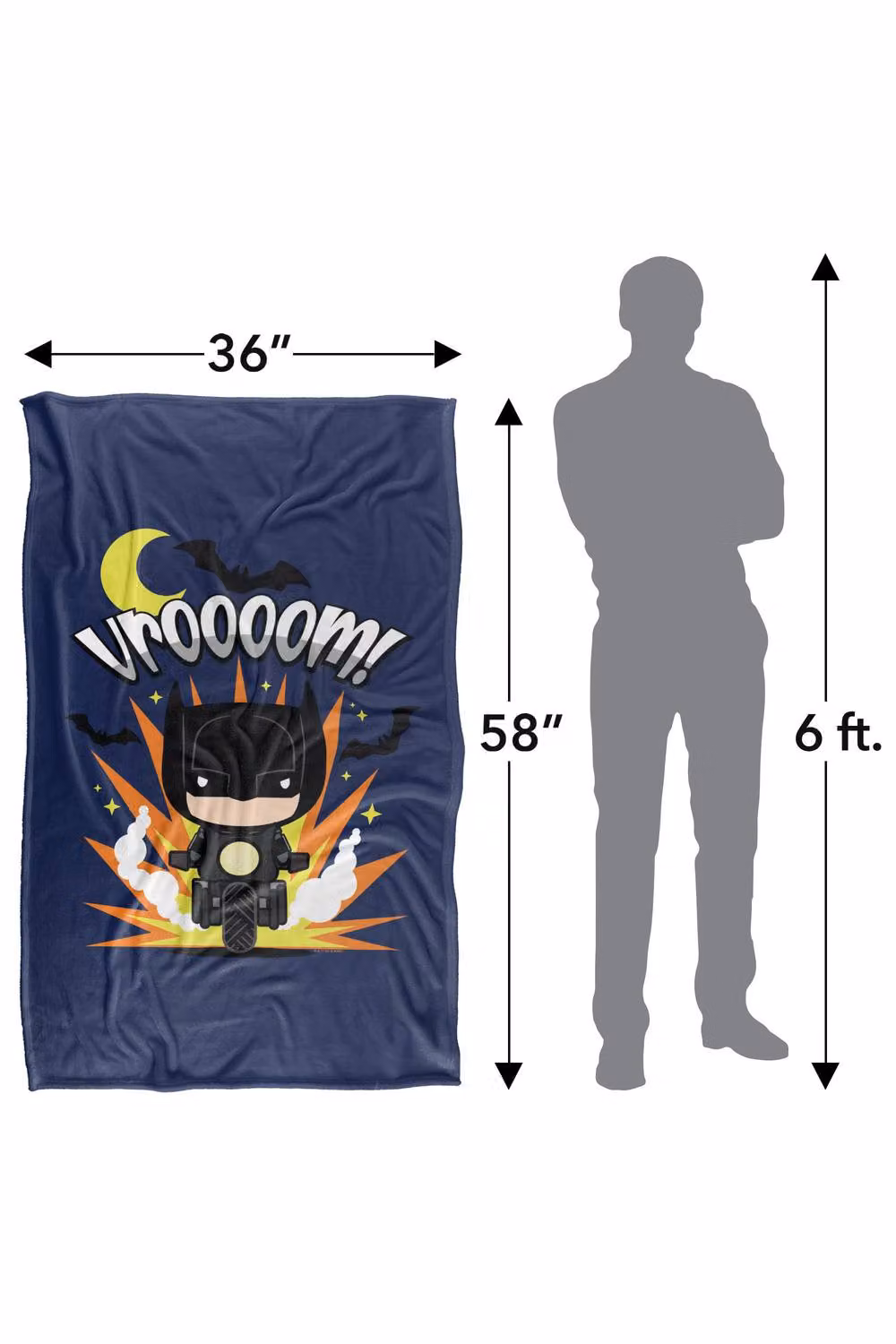 LOGOVISION The Batman (2022) Vroom Batcycle Chibi Super Soft Fleece Throw Blanket, Multicolour, W/D/H: 91 x 147 cm – 7