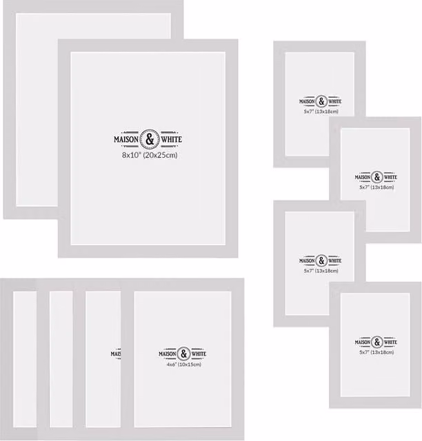 Maison & White Set of 10 Assorted Rectangular Single Photo Frames in White