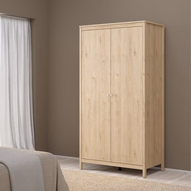 Furniture To Go Madrid 2-Door Wardrobe in White and Jackson Hickory Oak