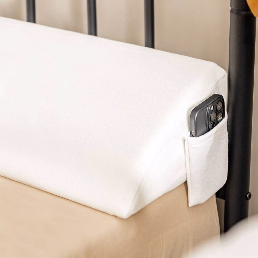 Havendro Full Size Triangle Bed Wedge Bolster Pillow with Side Pocket in White – 2