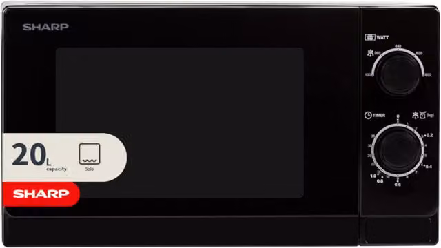 Sharp 20 Litre Solo Countertop Microwave with Dial Control - Black