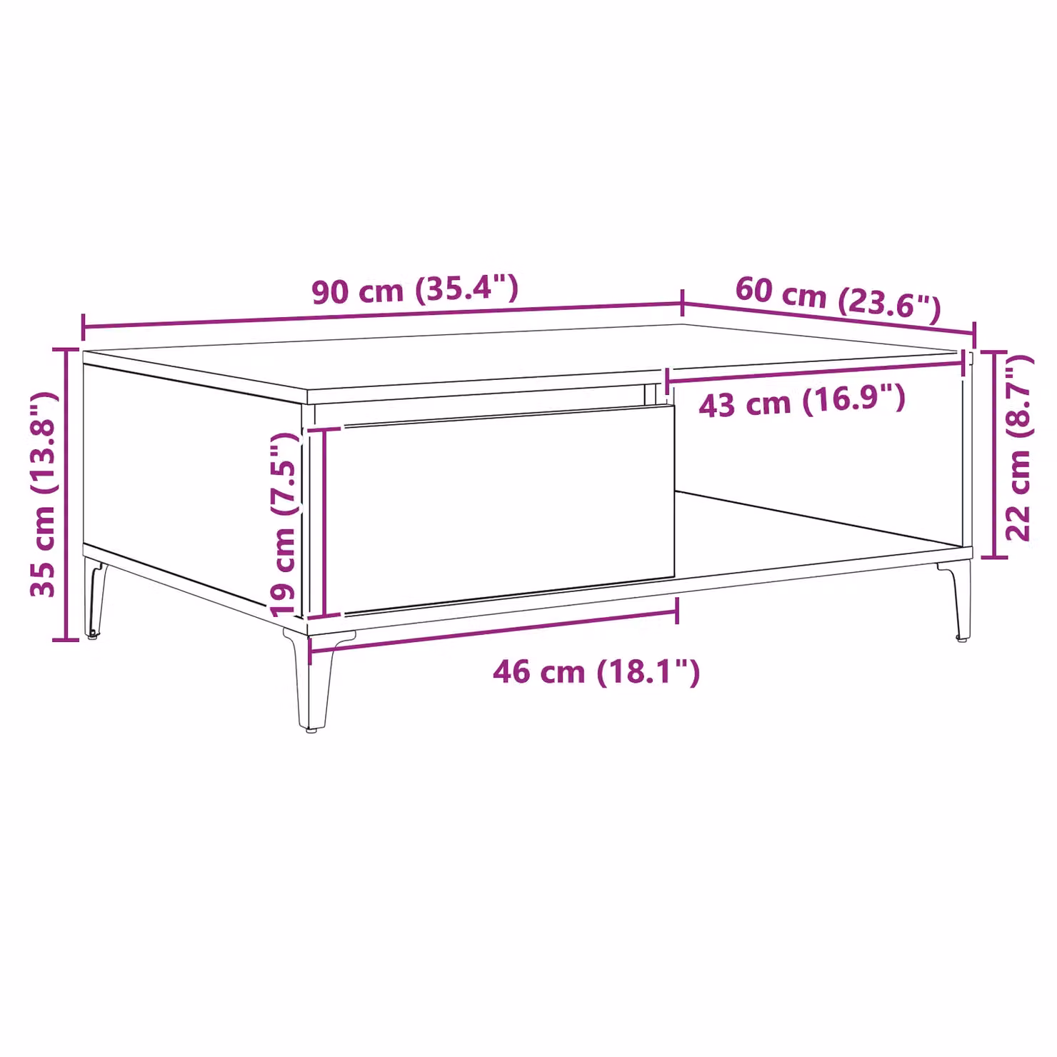 Berkfield Home Black Oak Coffee Table, W/D/H: 90 x 60 x 35 cm – 4