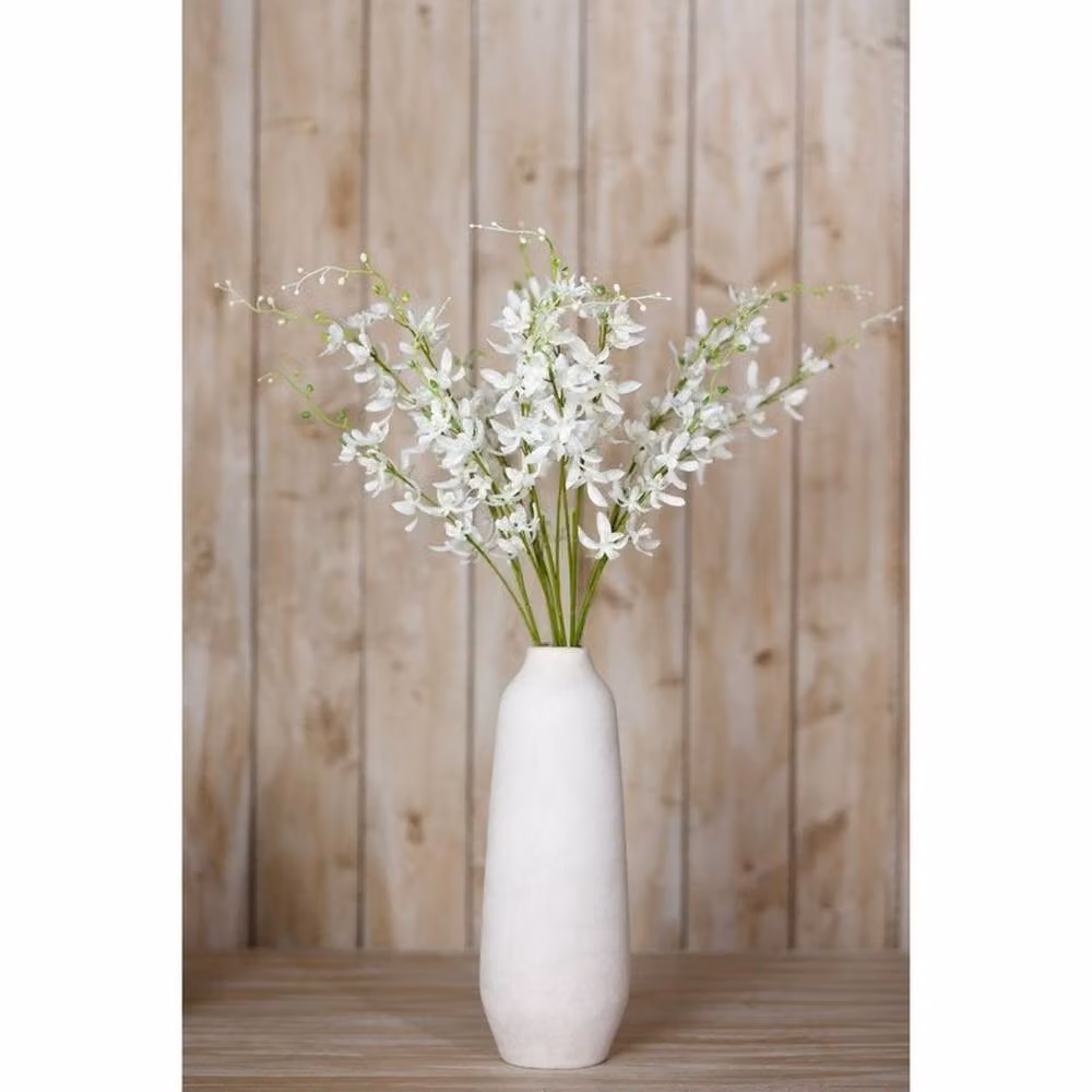 Lemon Pavilion White Cymbidium Orchid Spray Single Stem Flower W24 x D10 x H95 cm – 2
