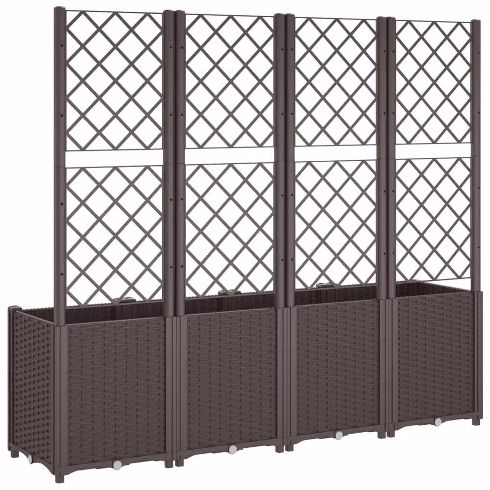 Berkfield Home Garden Planter with Trellis in Brown, W/D/H: 160 x 40 x 140 cm – 5