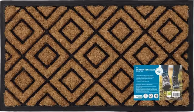 JVL Comfort Tuffscrape Coir and Rubber Door Mat, Brown, W: 40 cm, D: 70 cm – 1