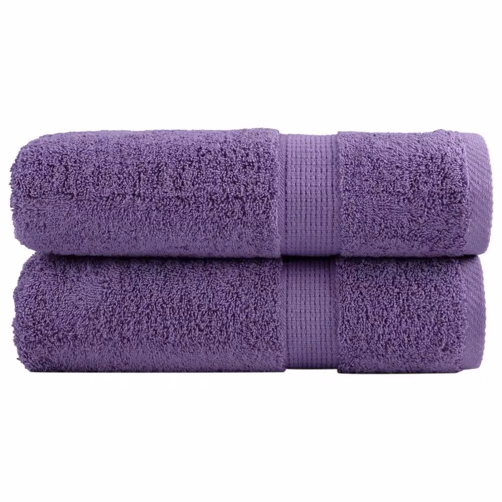 Berkfield Home SOLUND Premium Cotton Terry Hand Towels, Purple, 2 Pack, W: 50 cm, L: 100 cm, 600 gsm – 2