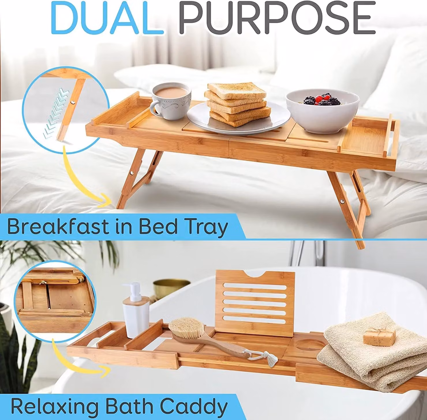 MANTRARAJ Extendable Bamboo Bath Caddy Tray with Tablet and Wine Holder in Brown – 4