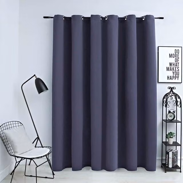 Berkfield Home Anthracite Blackout Curtain with Metal Eyelets W: 290 cm, H: 245 cm