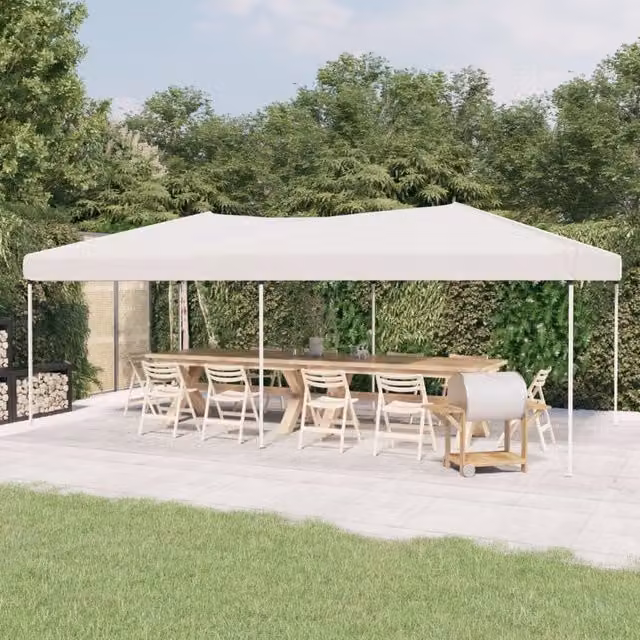 Berkfield Home White and Silver Folding Party Tent W: 6 m, D: 3 m