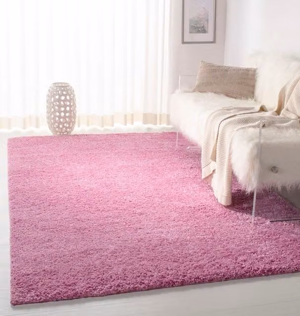 Smart Living Soft Fluffy Shaggy Area Rug in Dusty Pink, W: 200 cm, D: 290 cm, 5 cm Pile Height