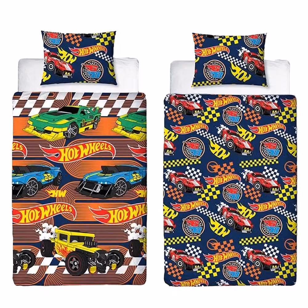 Hot Wheels Racer Reversible Single Duvet Cover and Pillowcase Set, Multicolour, W: 90 cm, L: 200 cm – 2