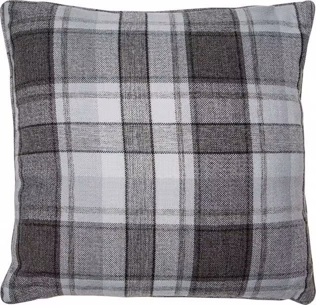 Divante Highbury Check Square Cushion in Grey and Orange, 45 x 45 cm