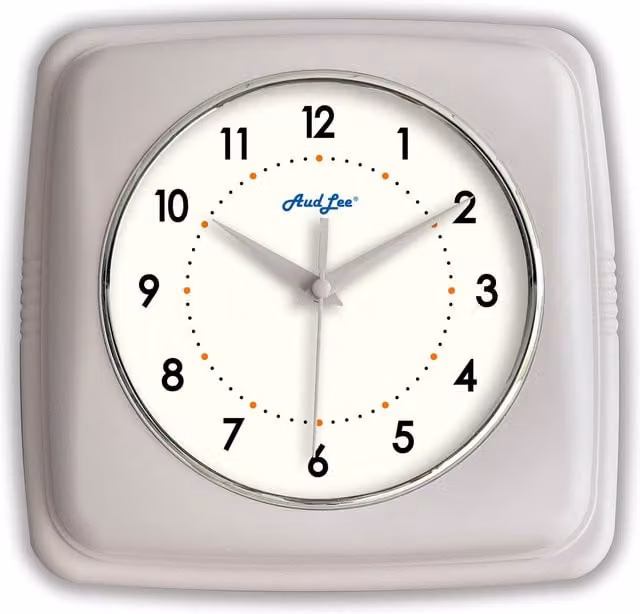 Audlee Retro Analog Square Wall Clock in Beige, Yellow and White