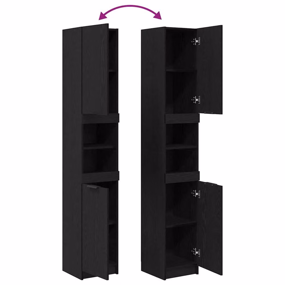 Berkfield Home Black Oak Bathroom Cabinet, W/D/H: 32 x 34 x 188.5 cm – 4