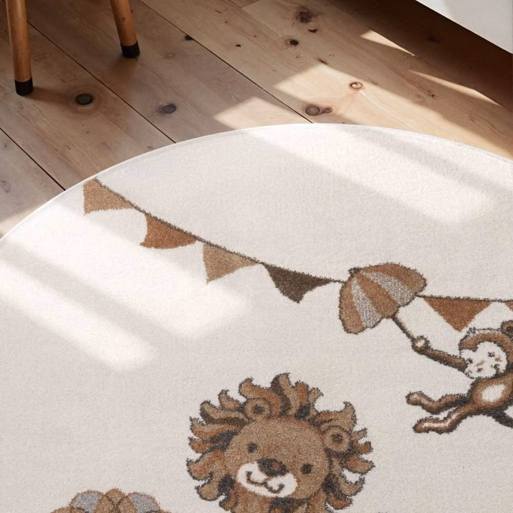 Villeroy & Boch Roar Lion Boho Kids Round Rug in Beige, Diameter: 160 cm – 5