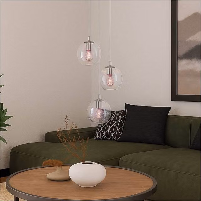 Loops Modern Chrome and Glass Sphere Pendant Light in Silver – 1