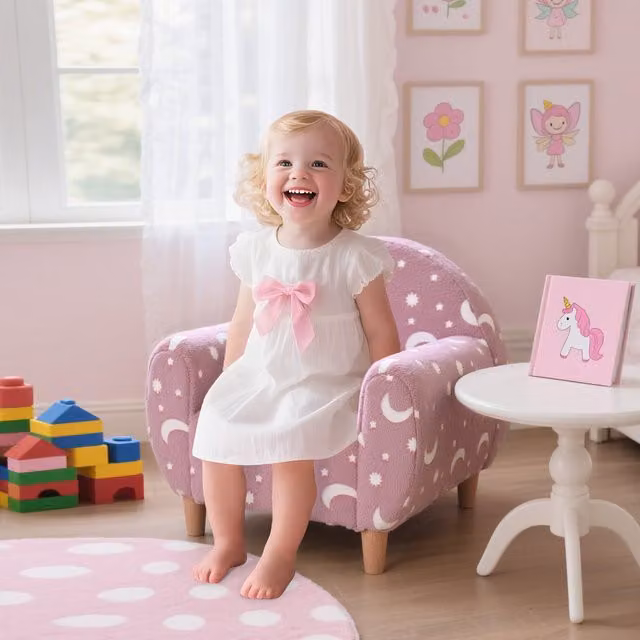 AIYAPLAY Glow in the Dark Pink Fabric Foam Armchair for Children