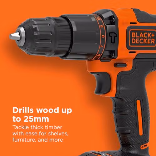 Black+Decker 18V Hammer Drill with Rechargeable Battery in Black and Multicolour – 2