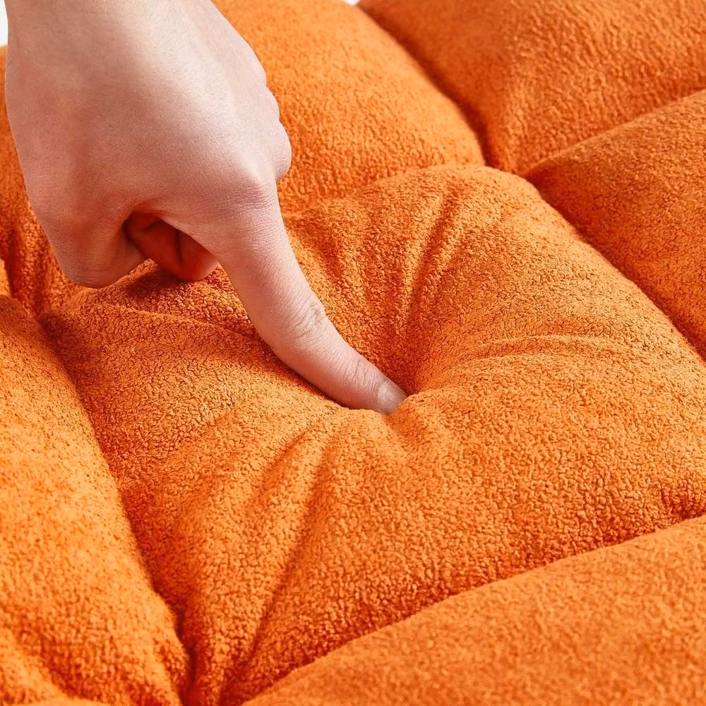 KORVIXA Orange Fabric Floor Lazy Sofa Chair with Adjustable Headrest and Back Support – 4