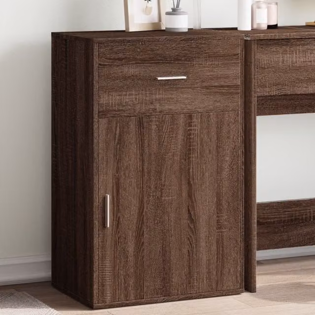 Berkfield Home Brown Oak Storage Cabinet, W: 56.5 cm, D: 39 cm, H: 90 cm