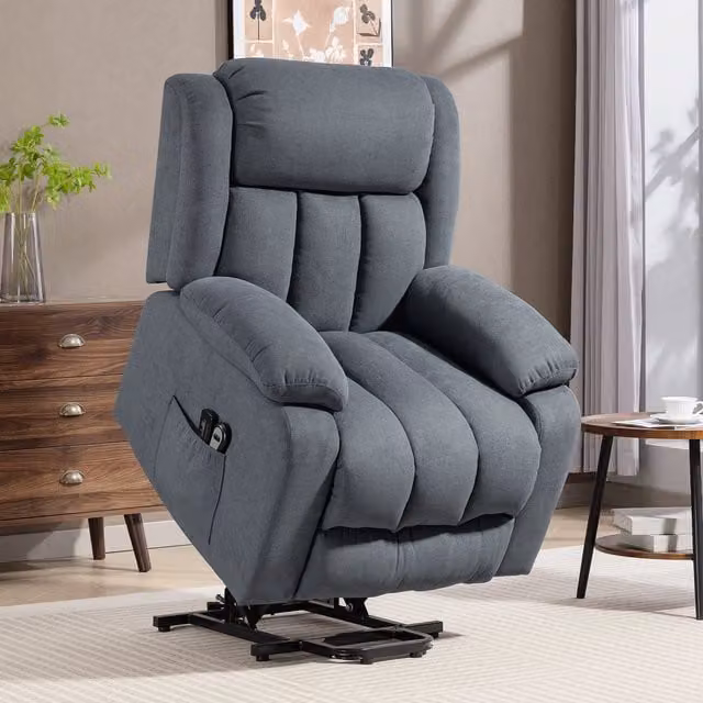 HOMCOM Power Lift Recliner Chair with Massage for Seniors in Grey Fabric