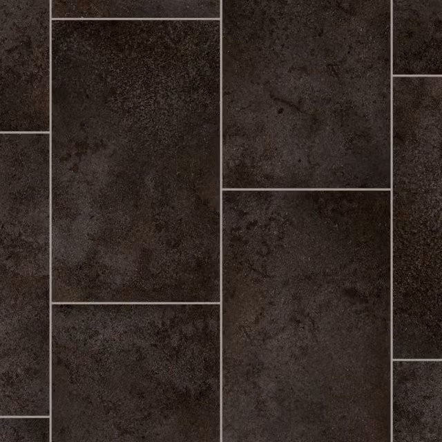 Galerie Dark Grey Stone Tile Effect Non Slip Vinyl Flooring Sheet, W: 400 cm, D: 300 cm