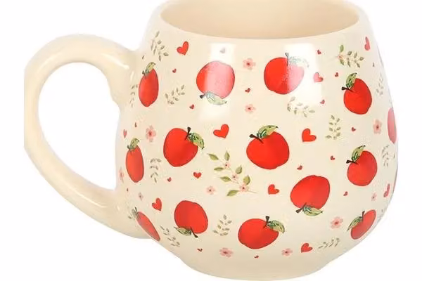 KDMD White Ceramic Rounded Mug with Apple Print – 2