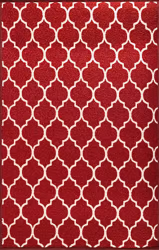 Desire Rugs Trellis Design Non-Slip Washable Indoor Runner Mat, Red, W: 80 cm, L: 300 cm – 3