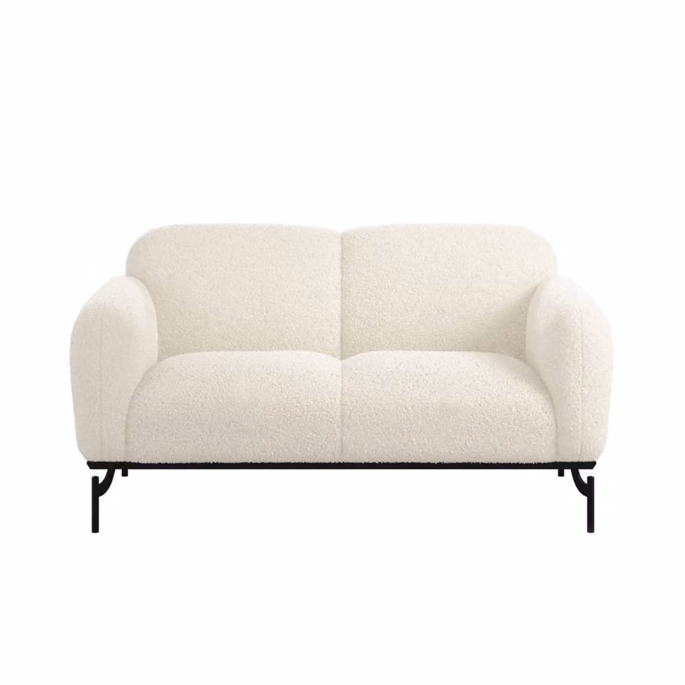 Wyld Haus Samba 2 Seater Sofa in White Bouclé with Matte Black Metal Legs – 2