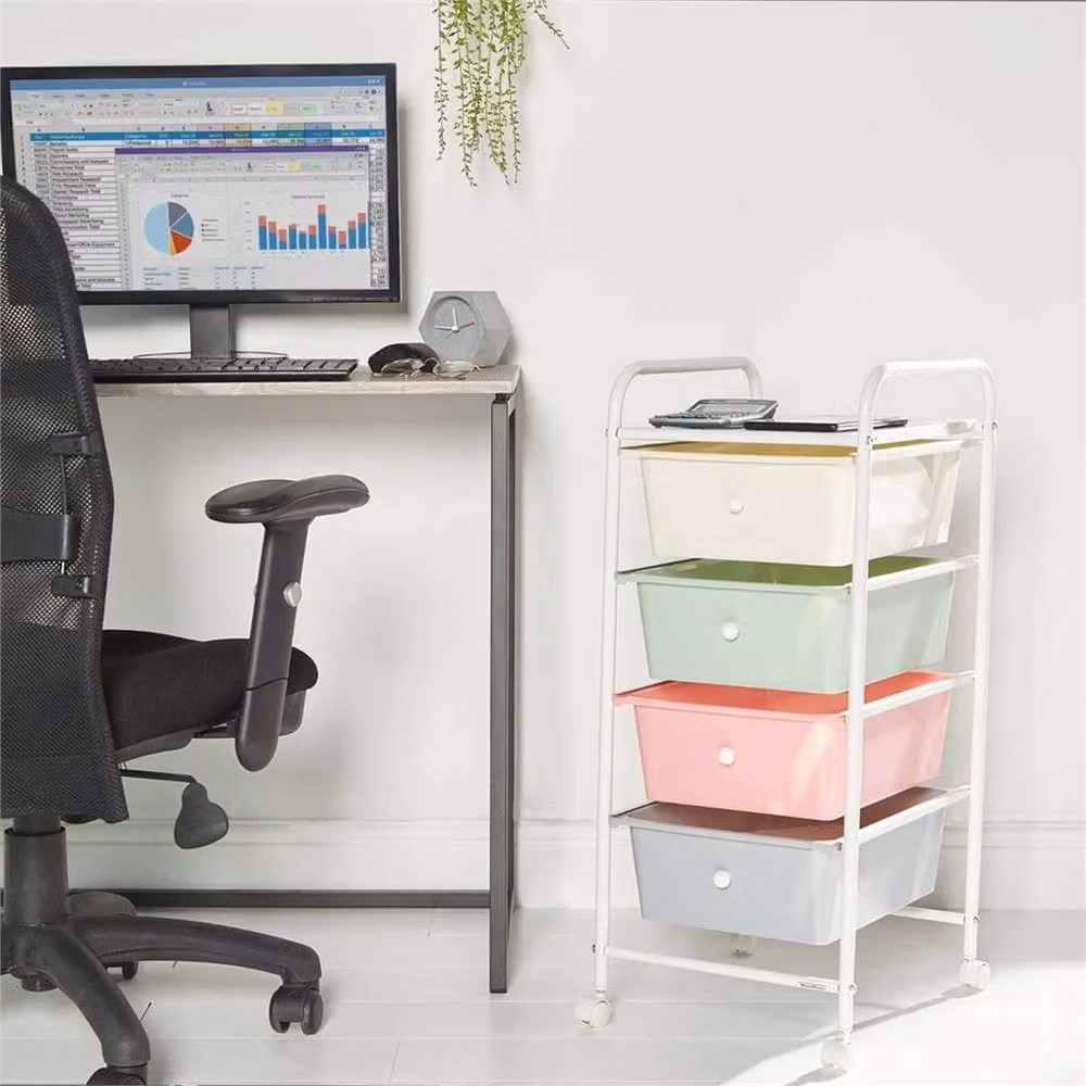 Nordara 4-Drawer Storage Trolley in Pink with Castors – 2