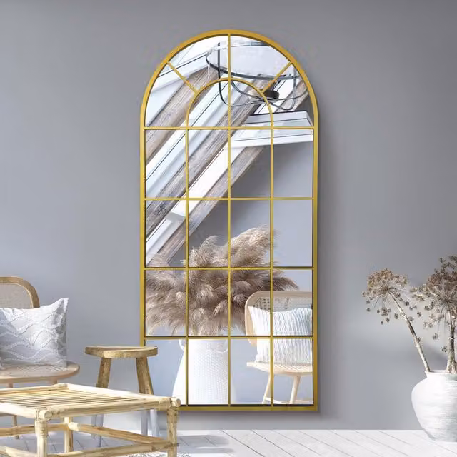 MirrorOutlet Modern Gold Metal Wall Mirror