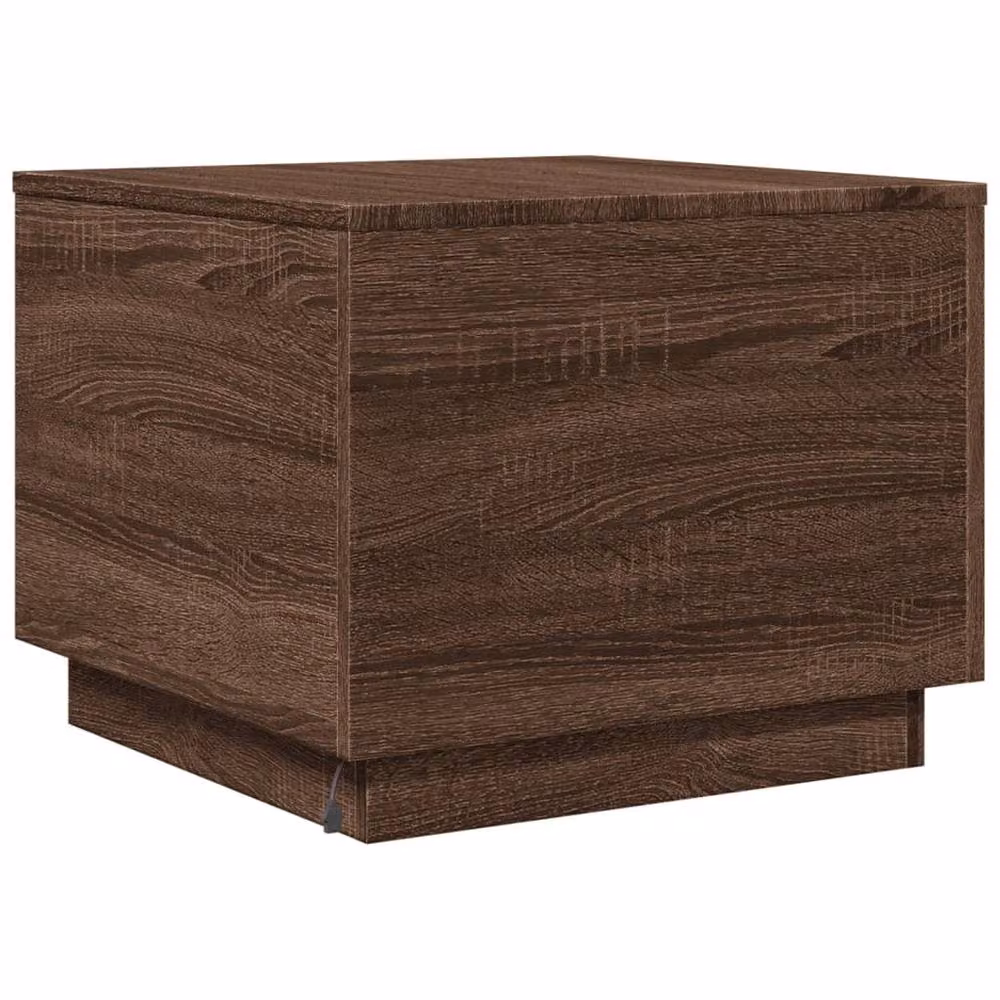 Berkfield Home Modern Square Coffee Table with LED Lights in Brown Oak, W/D/H: 50 x 50 x 40 cm – 6