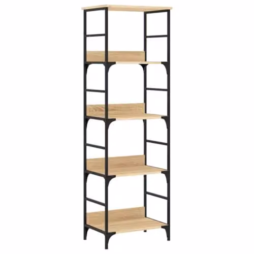 vidaXL Industrial Bookshelf in Sonoma Oak, W: 50 cm, D: 33 cm, H: 153 cm