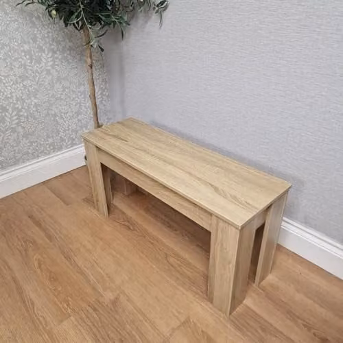 KOSY KOALA Set of 2 Modern Oak Dining Benches in Beige, W/D/H: 90 x 30 x 45 cm