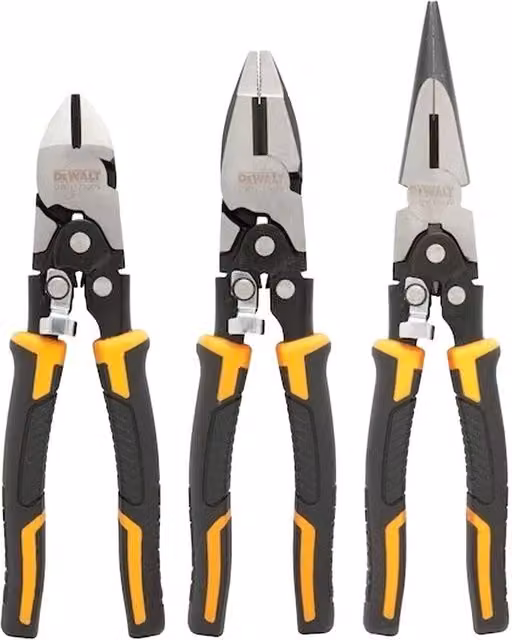 DeWalt Steel Compound Action Pliers Set, Pack of 3, Black