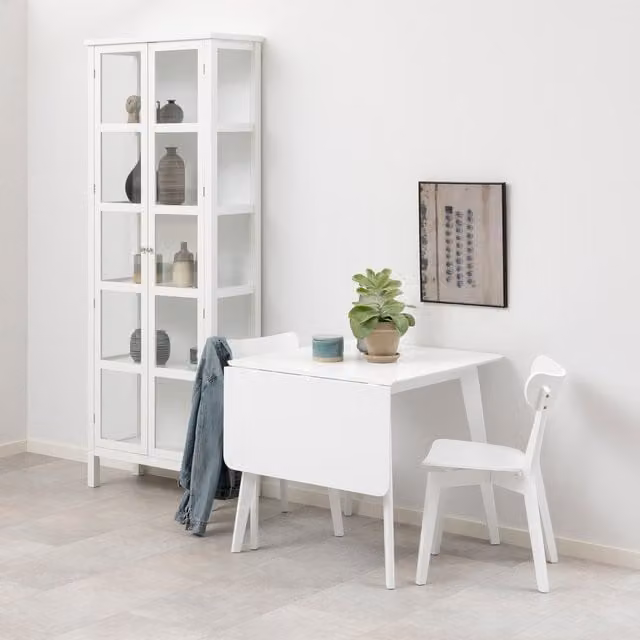 Furniture To Go Roxby White Lacquered Wood Extending Drop Leaf Dining Table and 2 Chair Set