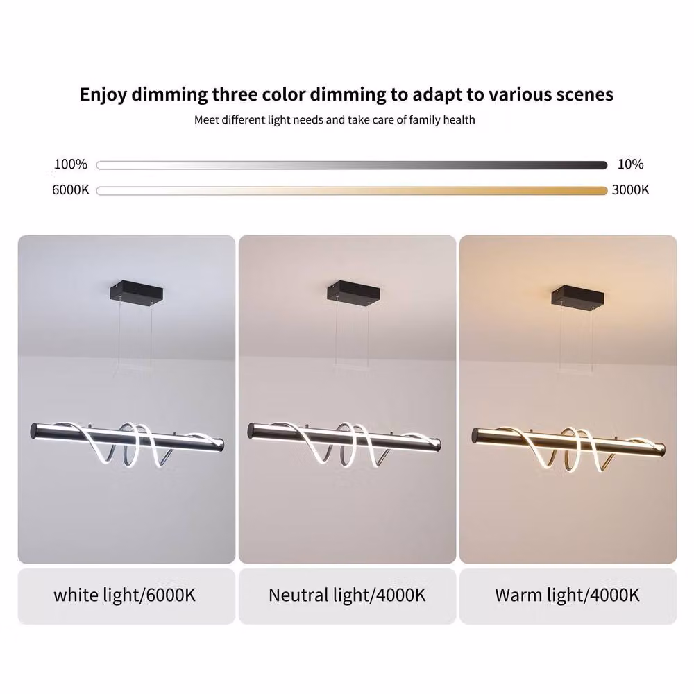 Garwarm Modern Dimmable LED Spiral Pendant Light with Remote Control in Black – 2