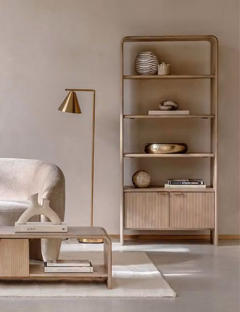 Gallery Direct Colona Mango Wood Open Display Cabinet in Brown
