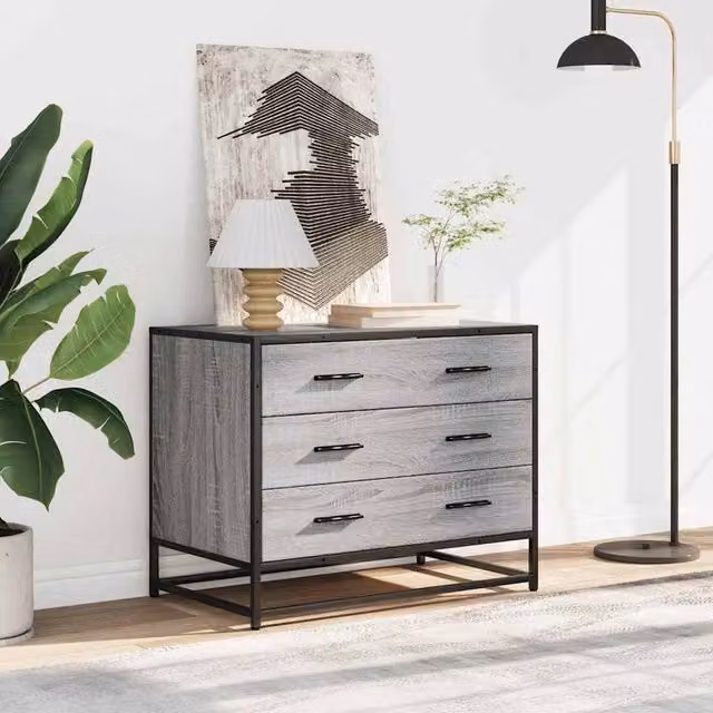 Berkfield Home Elegant Grey Sonoma Drawer Cabinet, W/D/H: 70 x 41 x 56 cm