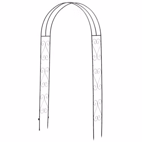 Gr8 Garden Black Metal Decorative Curly Garden Archway for Climbing Plants, H 240 x W 120 x D 25 cm