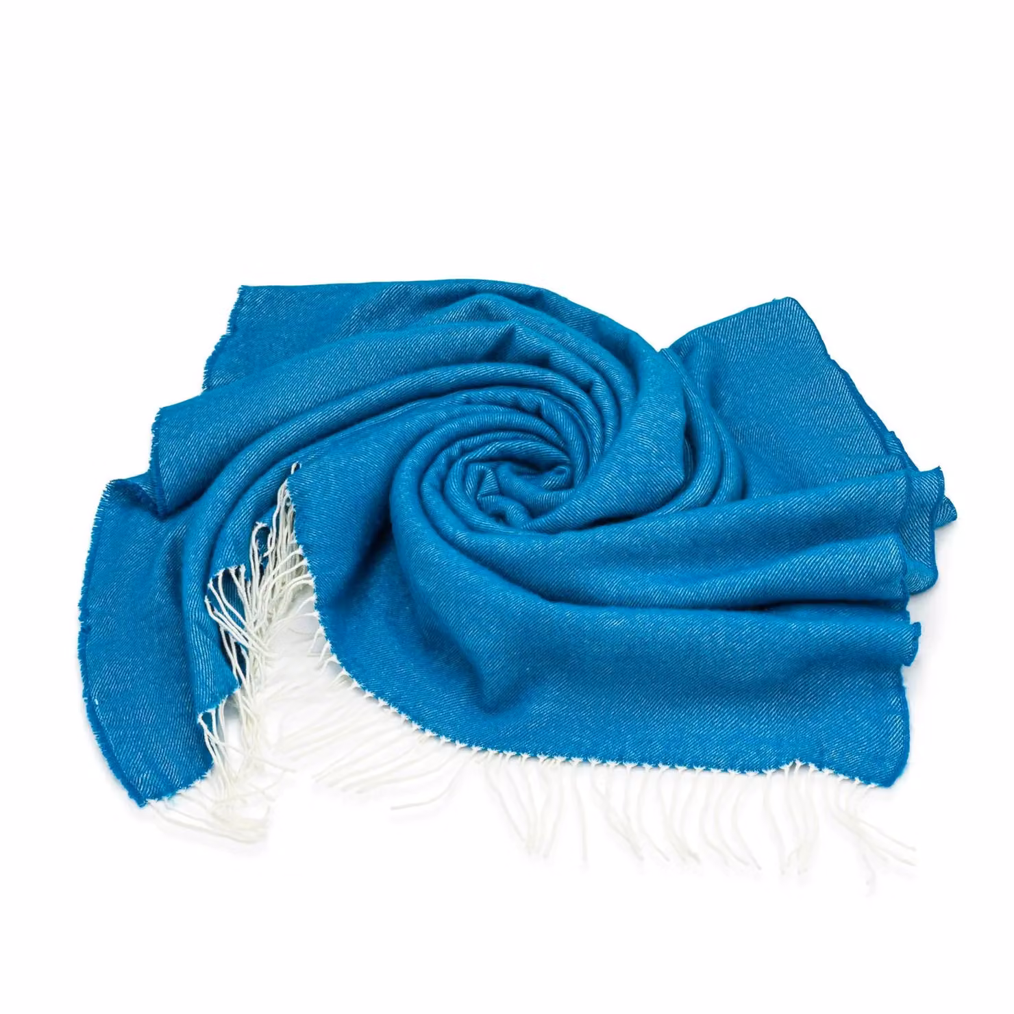 Luxury Living Polyacrylic Throw with Fringes in Turquoise, White and Blue, W: 150 cm, D: 125 cm – 2